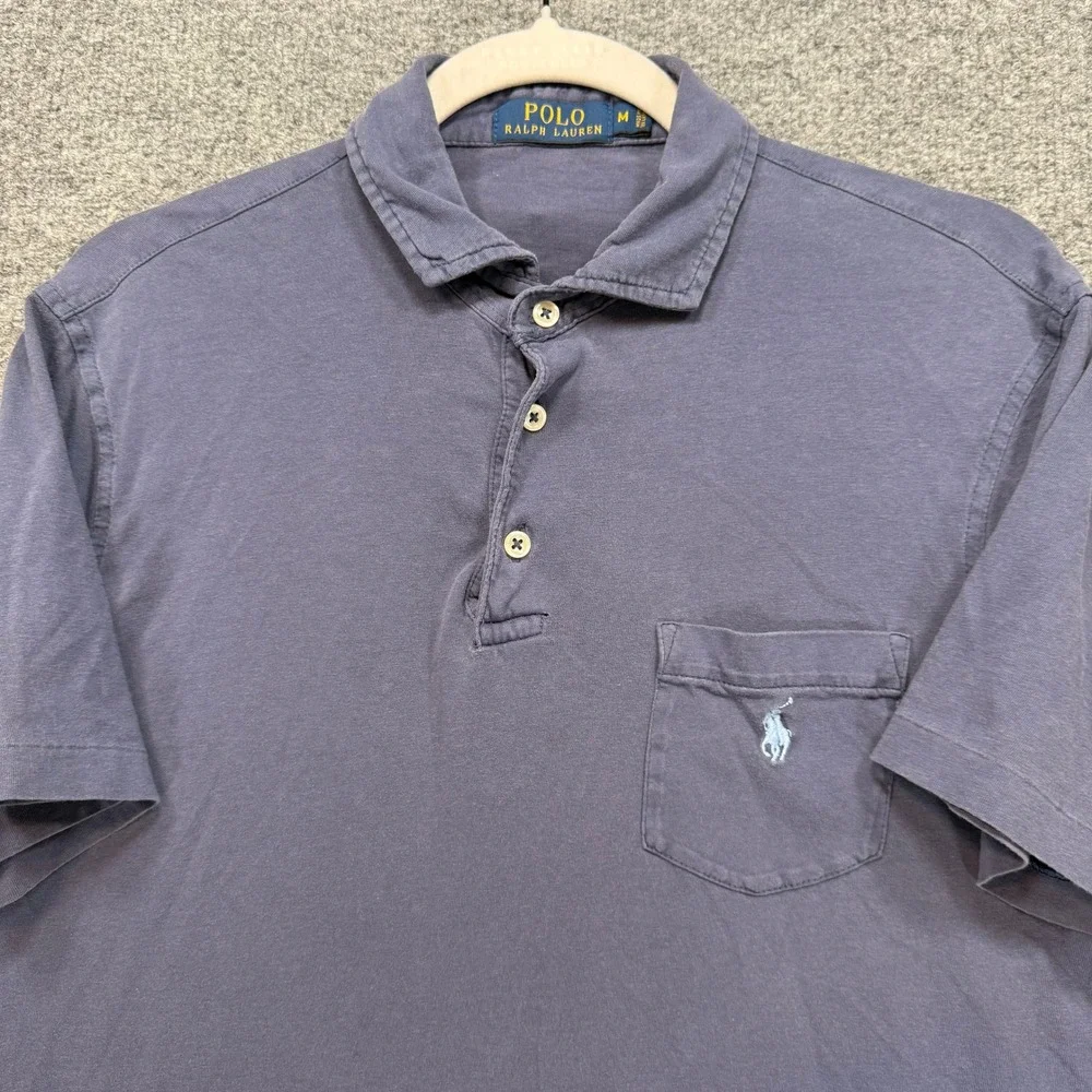 Polo Ralph Lauren Polo Shirt Mens Medium Blue Pocket Pony Logo‎ Classic Casual